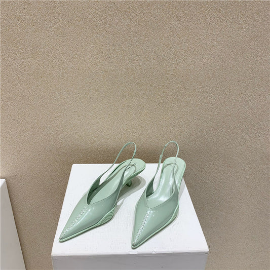 Baotou Sandals Women Summer Mid-heel Pointed Toe Ladies High Heels