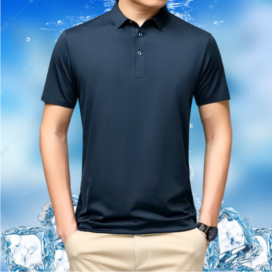 Mulberry Silk Short Sleeve T-shirt Men's Lapel Polo Shirt