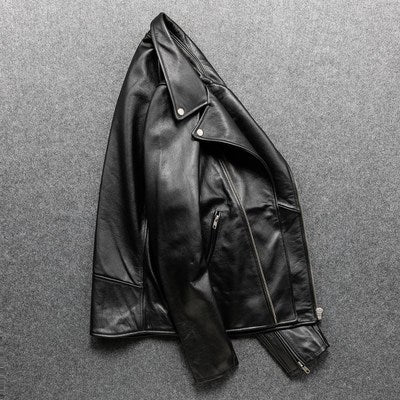 Top Layer Leather Motorcycle Suit Pure Leather Riding Suit Lapel Slim