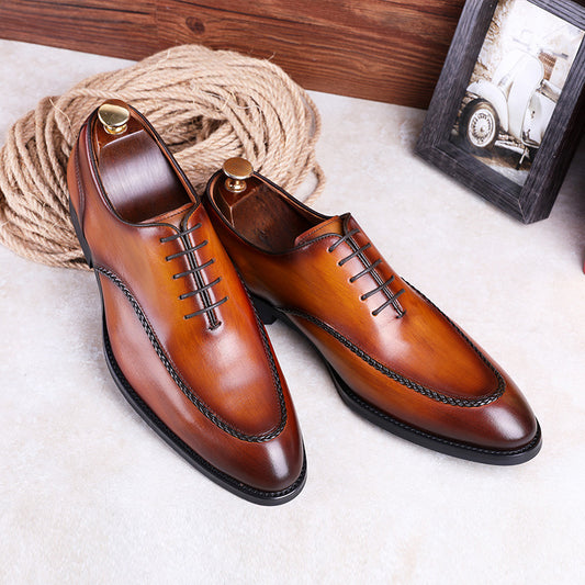 Top Layer Cowhide Rubber Compound Sole Lace-Up Shoes