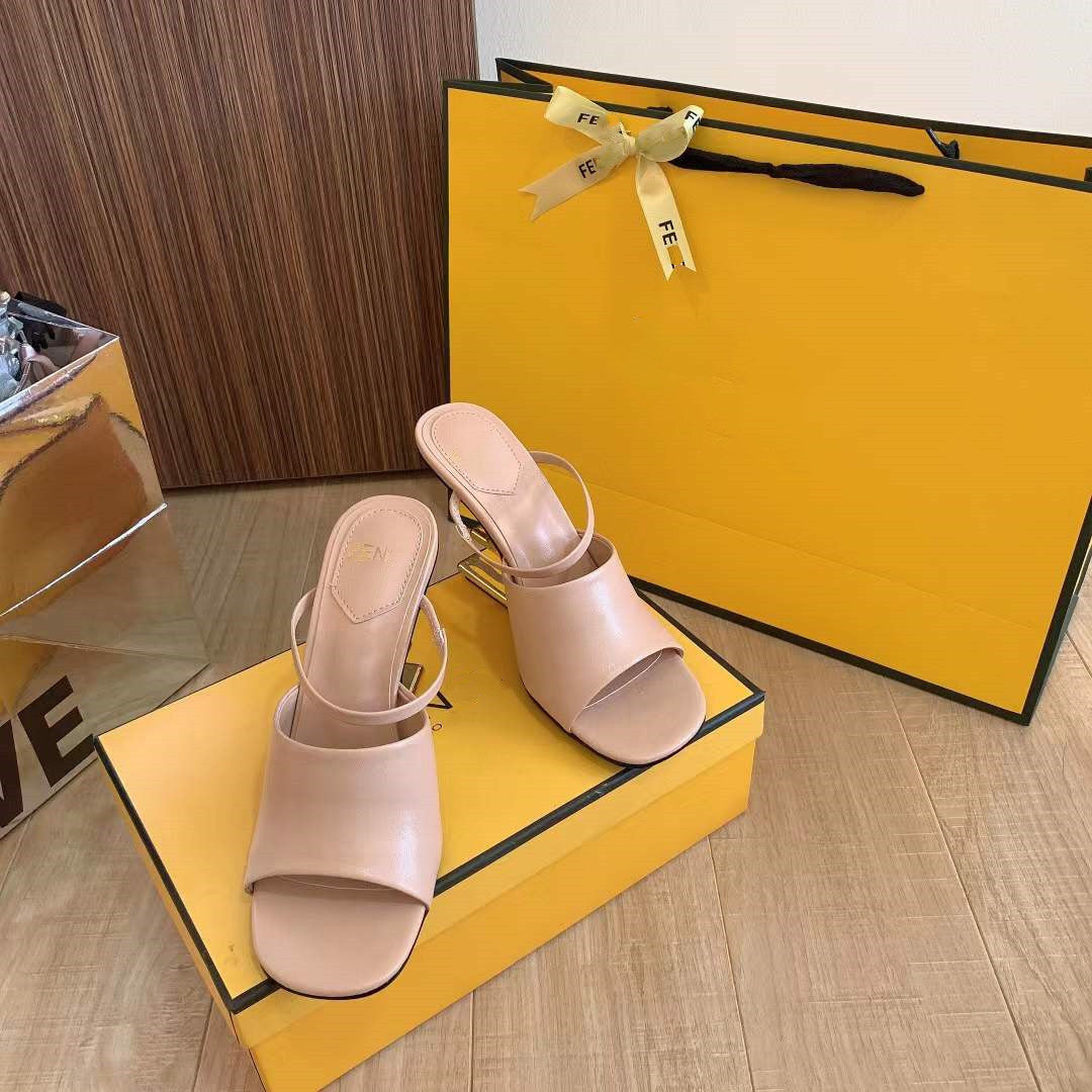 Slotted High Heel Square Head Fashion Women Shoes