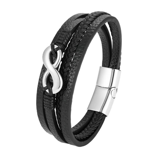 Digital 8 Multi-layer Leather Bracelet Men's Bracelet Leather Rope