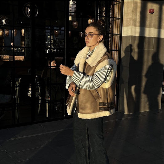 Biker Fur One Piece Jacket Horse Clip Loose Undershirt Vest Autumn And Winter