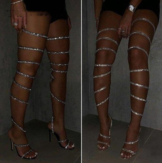 Solid Color Spring Sexy Fine Toe High Heel Sandals Boots