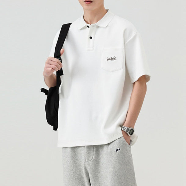 Retro Summer Breathable Lapel Short Sleeve Polo Shirt Men