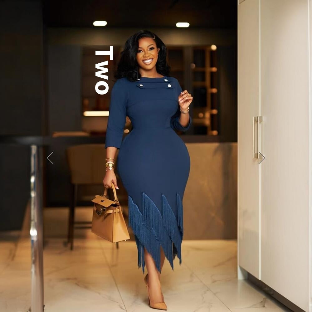 Fashionable Fringe Tassel Style Ladies Dress