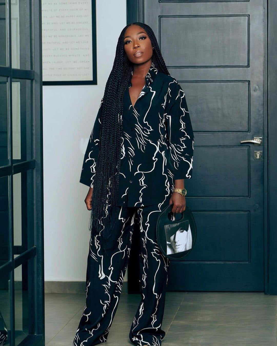 Ladies Casual Print Loose Fashion Suit