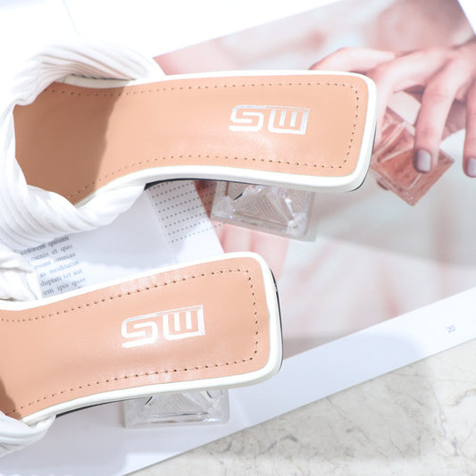 Fairy Temperament Pleated Drawstring Crystal High Heels