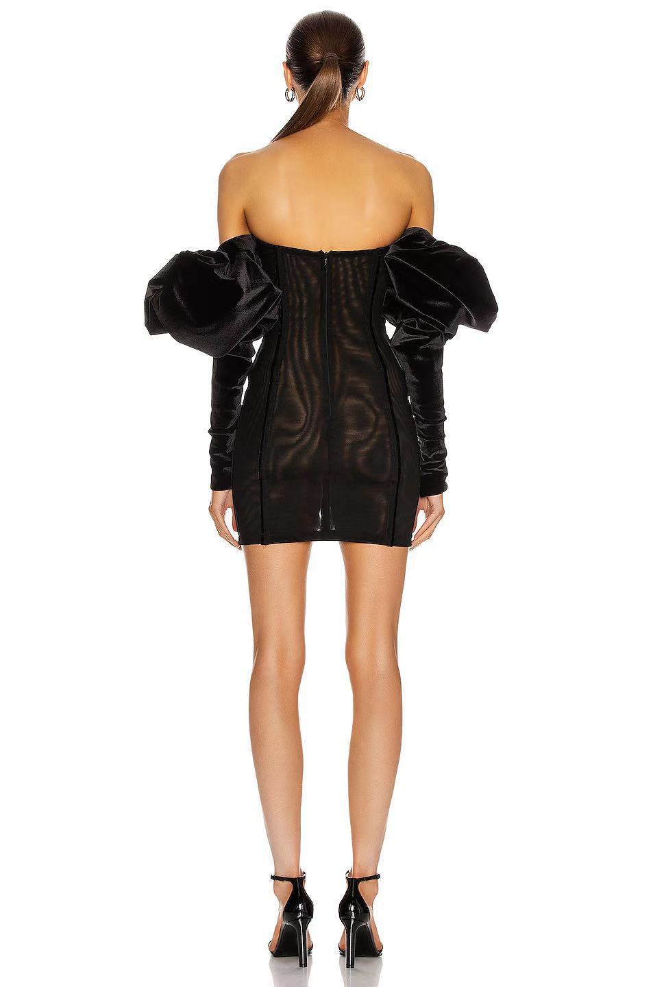 Long-sleeved Ladies Commuter One-shoulder Three-dimensional Puff Sleeve Waist Dress