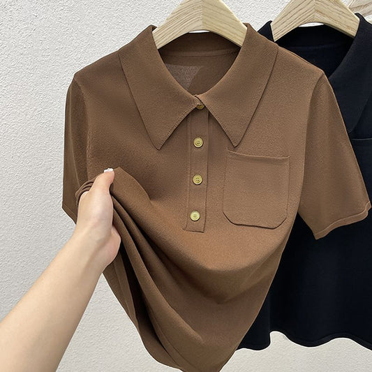 Lapel Ice Silk Short Sleeve