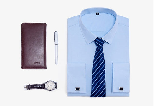 French shirt men's long sleeves slim fit