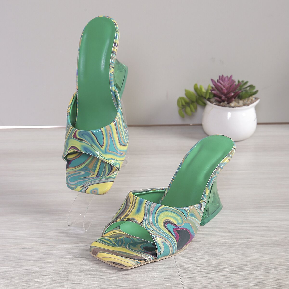 Profiled Heel High Heel Color Fashion Square Toe Large Size Women's High Heels