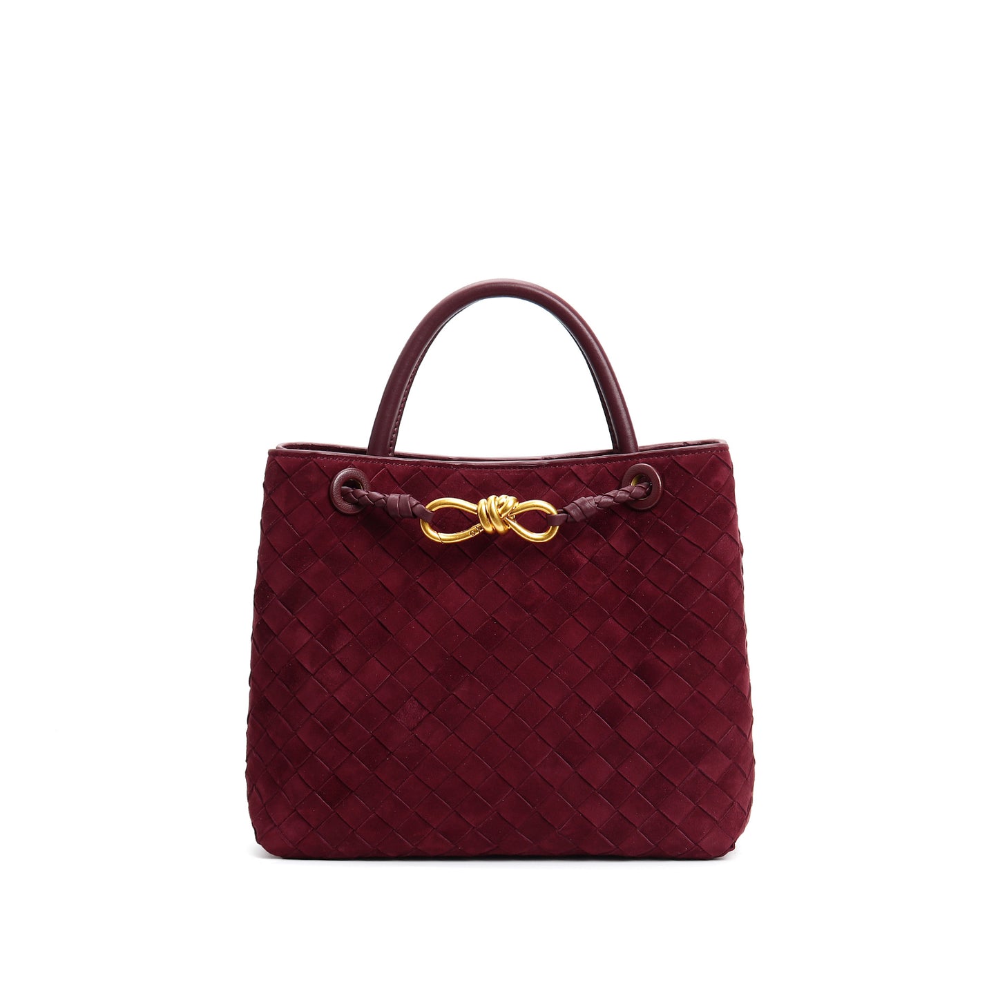 Fashionable All-match Rhombus Matte Leather Woven Casual Shoulder Handbag For Women