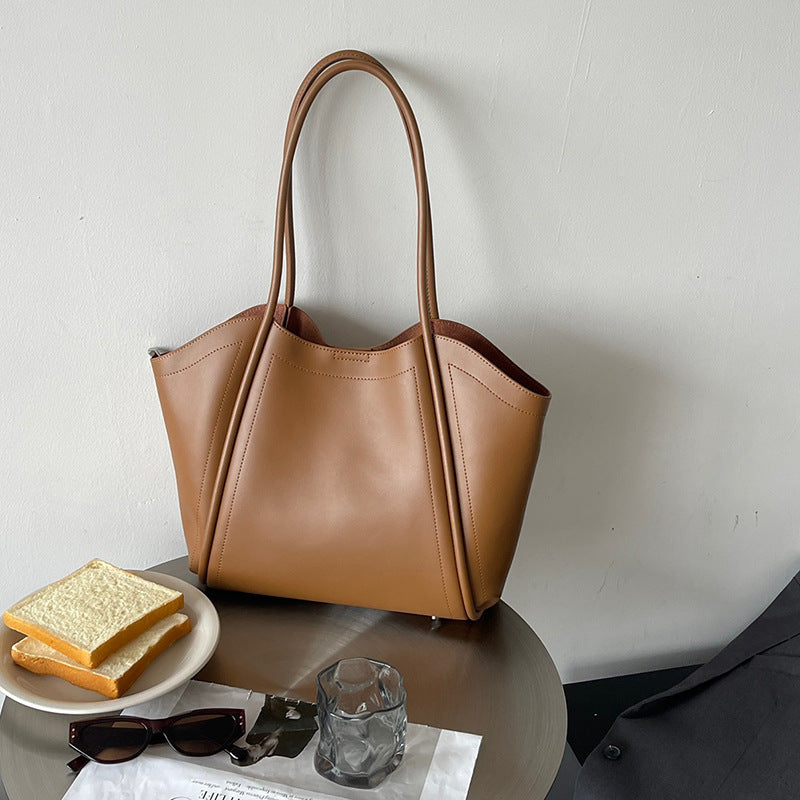 Large Capacity High-grade Sentong Qin Genuine Leather Shoulder Cowhide Big Bag