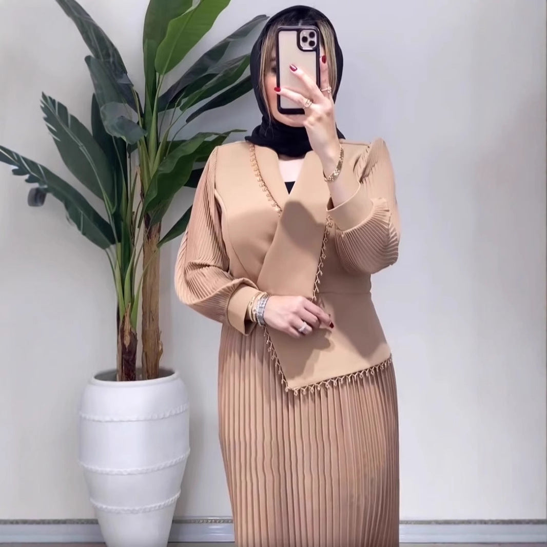 V-neck Design Versatile Knitting Suit