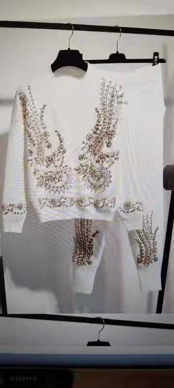 Women's Sequin Bead Long-sleeved Sweater Trousers Two-piece Set