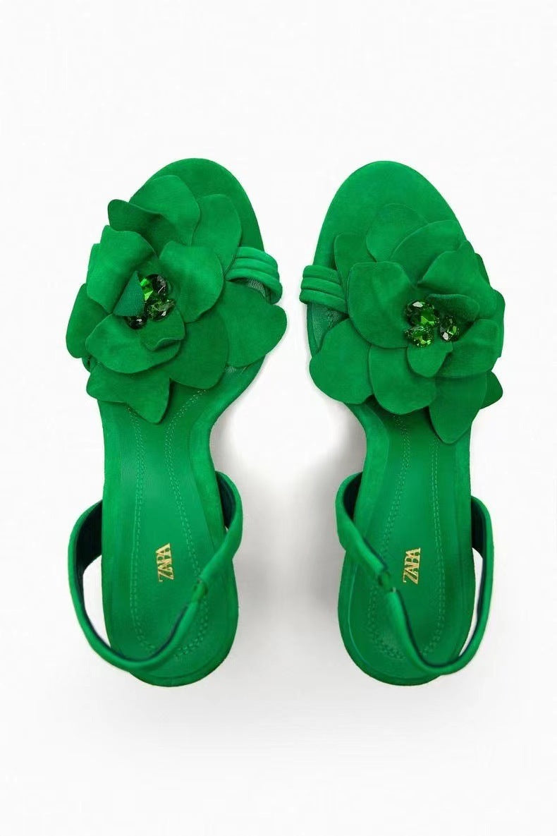 Fairy Style Flower-decorated High Heel Sandals