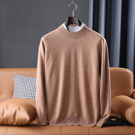 Cashmere Sweater, Men's Half High Collar Sweater, Youth