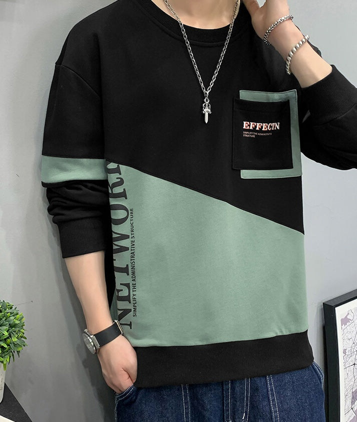 Fleeced Hoodie Pullover For Men With Round Collar