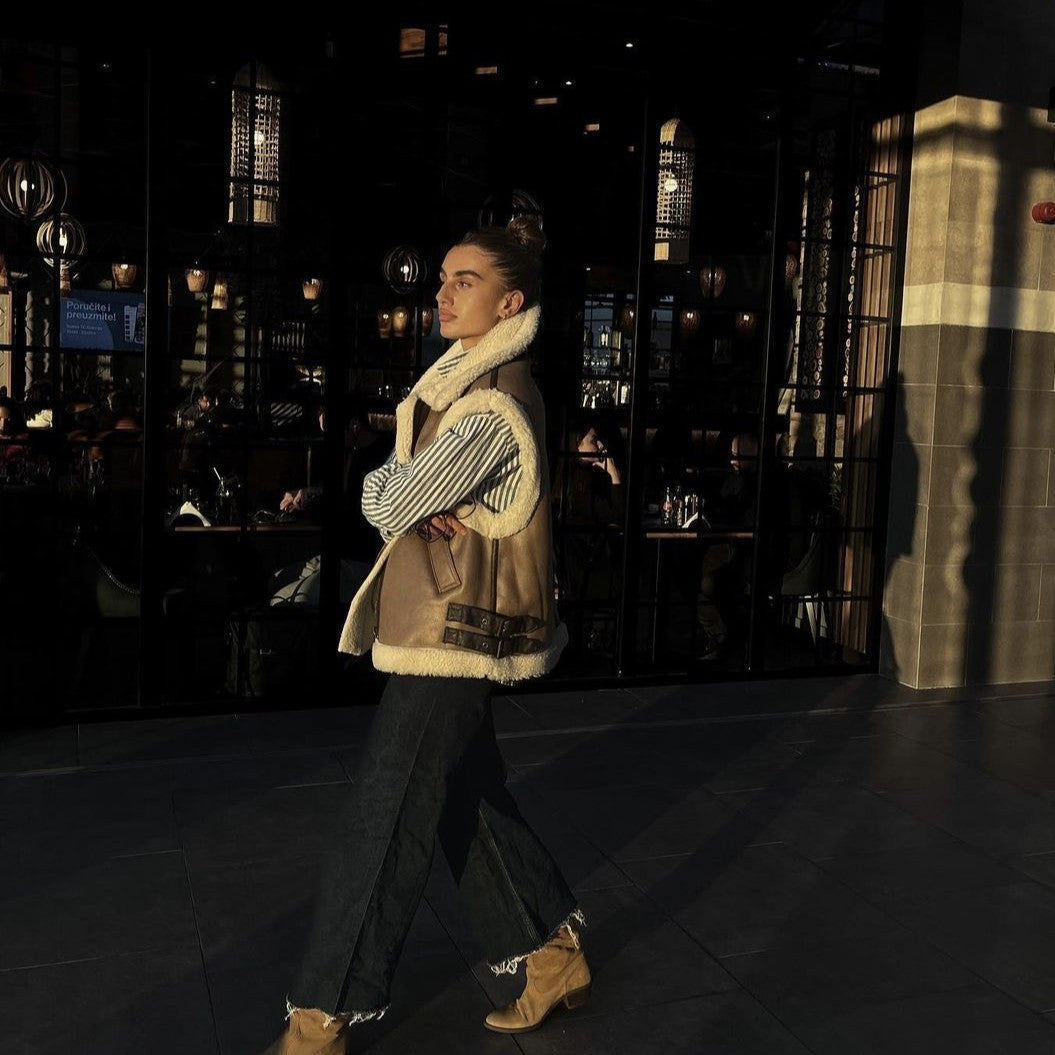 Biker Fur One Piece Jacket Horse Clip Loose Undershirt Vest Autumn And Winter