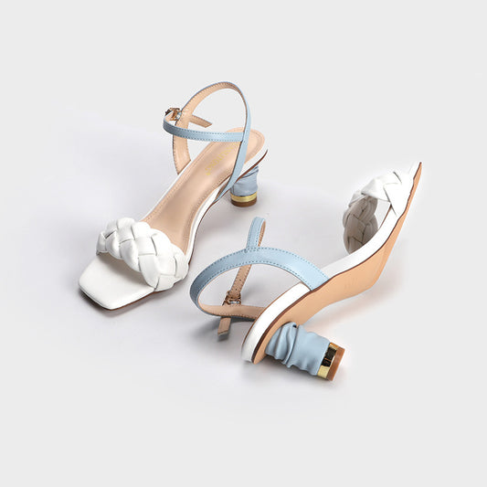 Woven High Heel Sandals New Square Toe