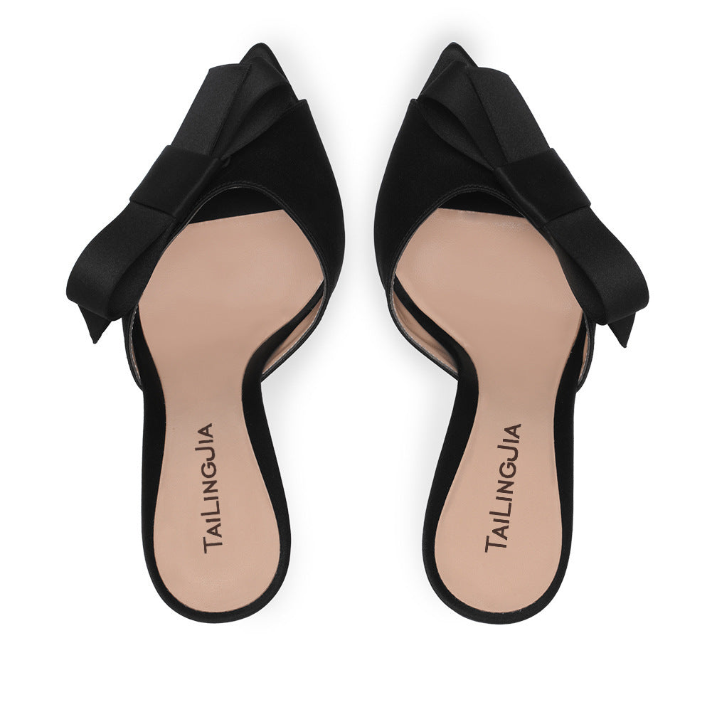 European And American Ladies Black Sardine Cloth Super High Heel