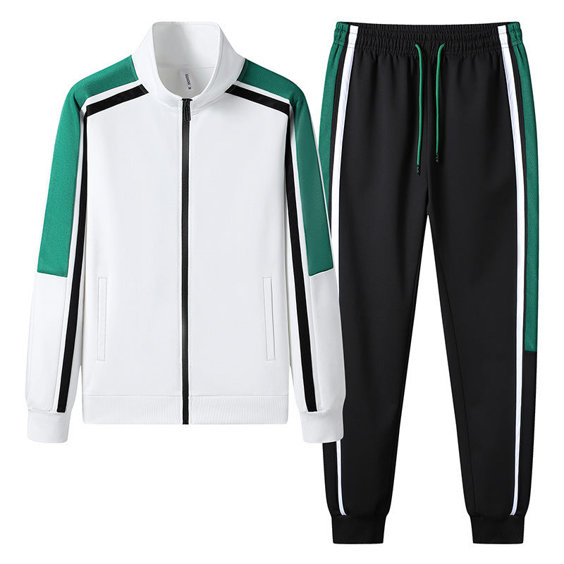 Men's Casual Sports Stand Collar Cardigan Two-piece Set