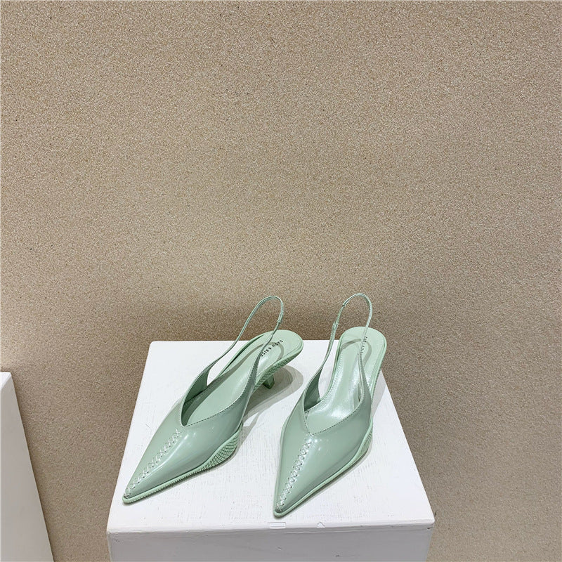 Baotou Sandals Women Summer Mid-heel Pointed Toe Ladies High Heels