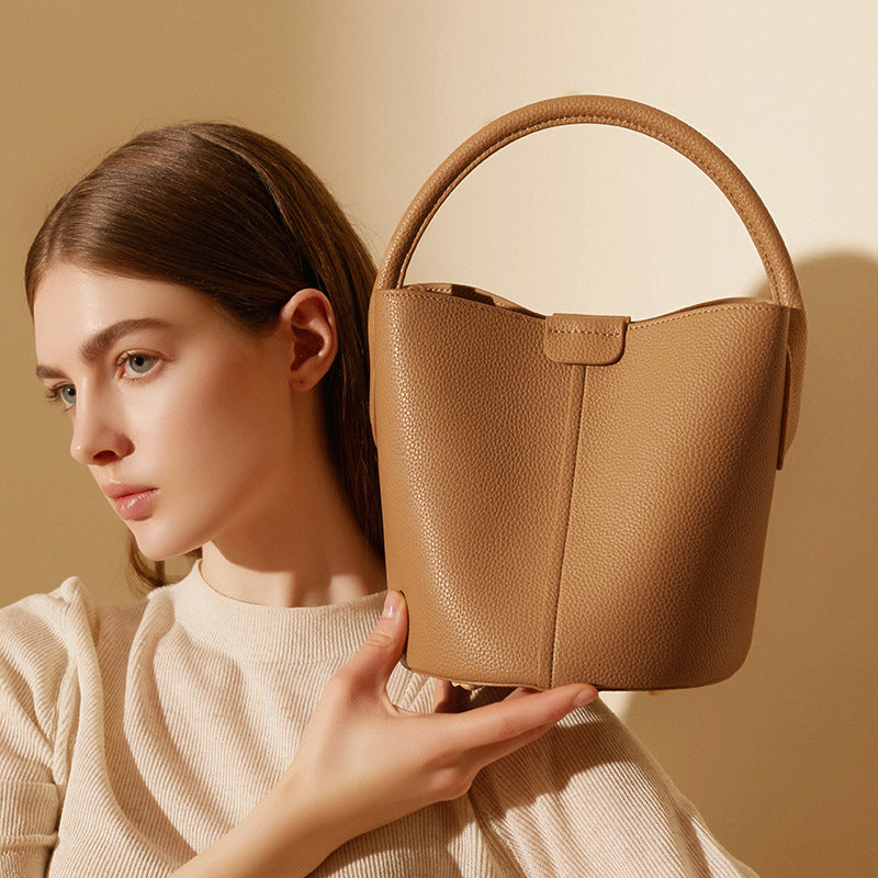 Female Crossbody Genuine Leather Cross Body Bucket Bag