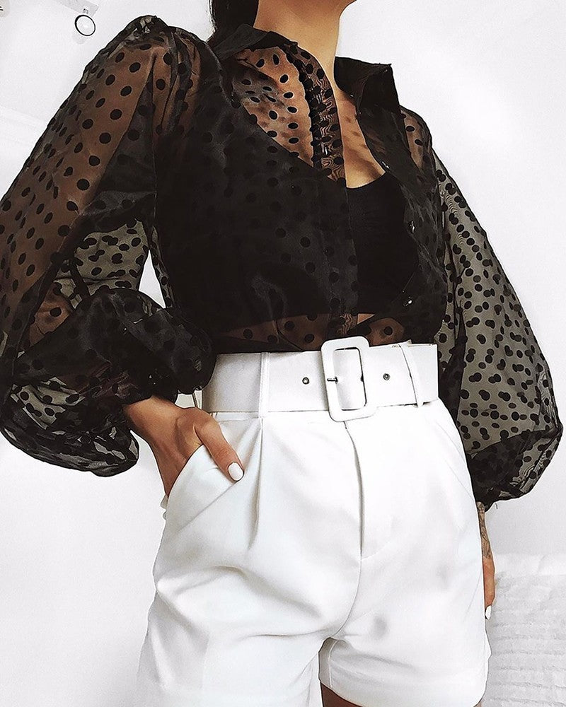 Mesh shirt loose button