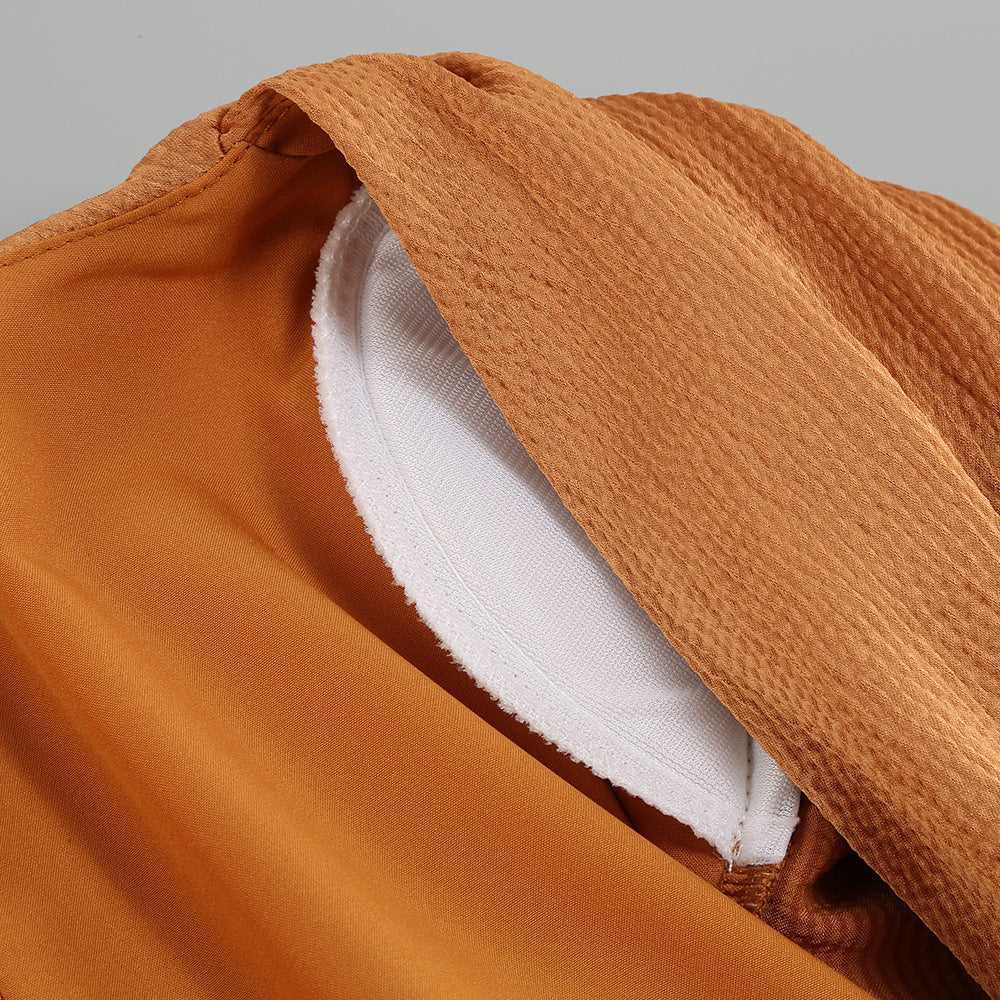 Flared Sleeve Slit Elegant Pleated Dress