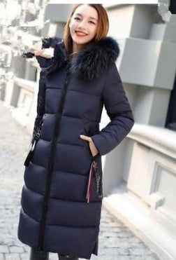 Large fur collar mid-length coat