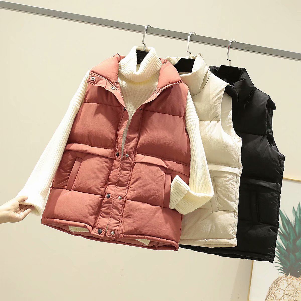 Down Cotton Vest Short for Women