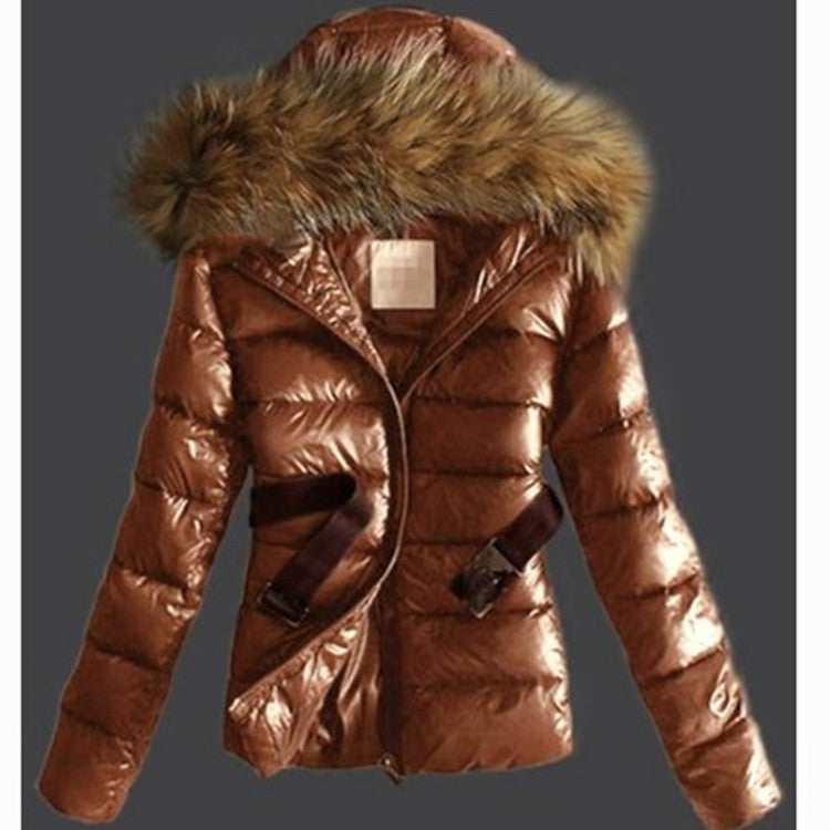 Imitation raccoon fur collar down coat