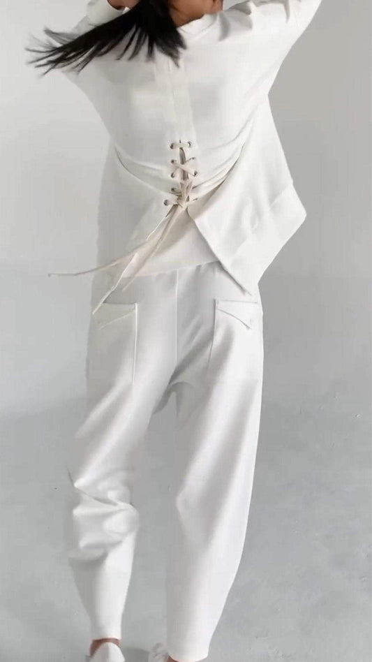 Women's Round Neck Long-sleeve Suit Pocket