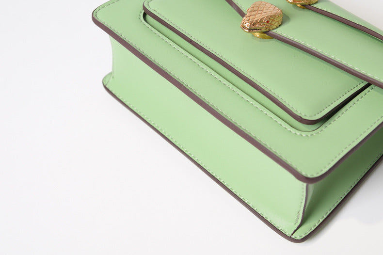 Double snake head bag with chain