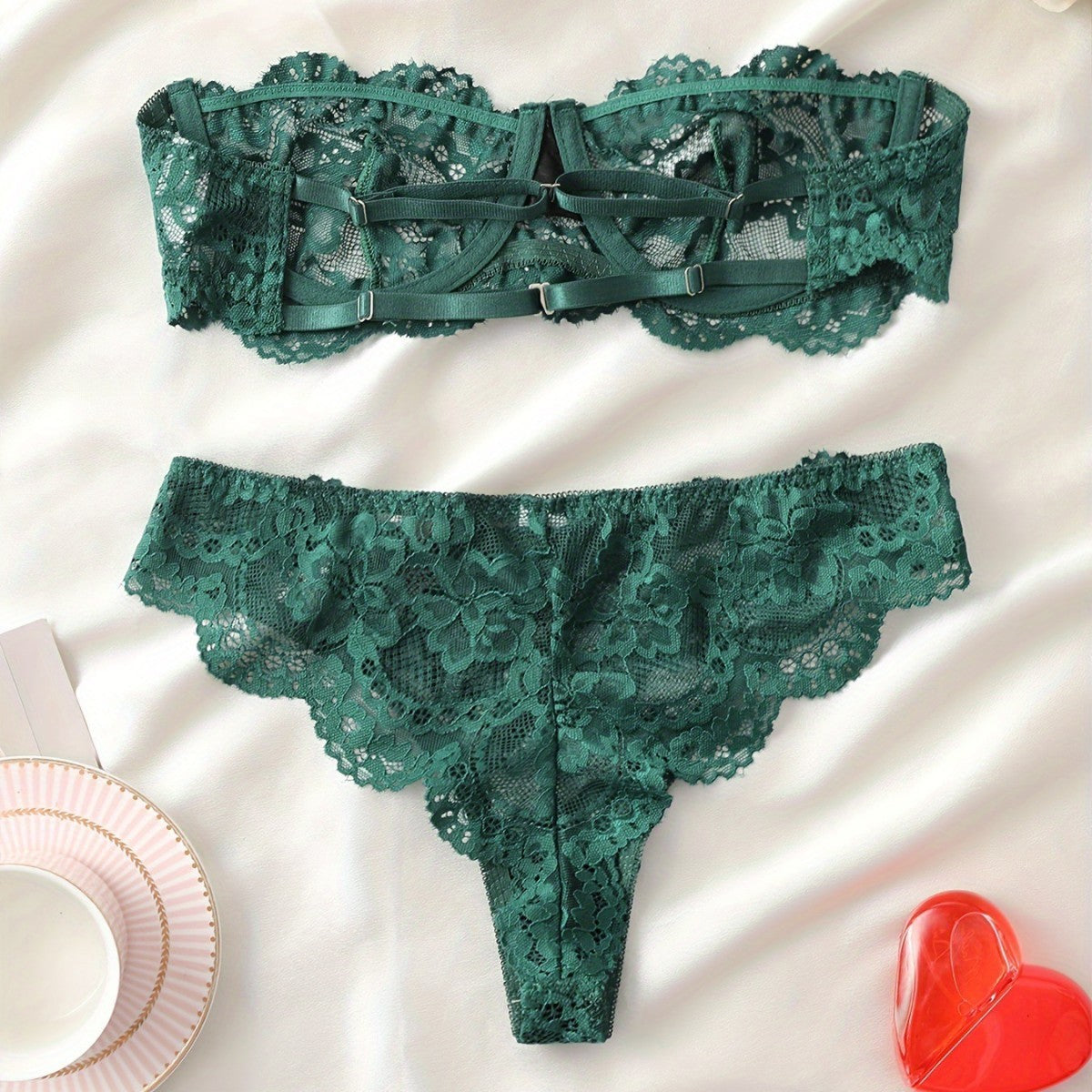 Women's Lace Flowers Print Underwear Suit