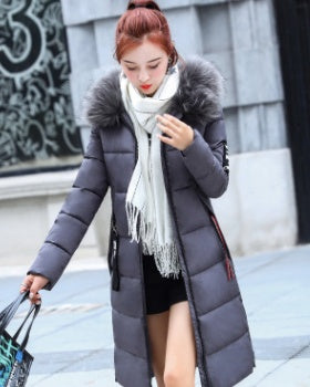 Large fur collar mid-length coat