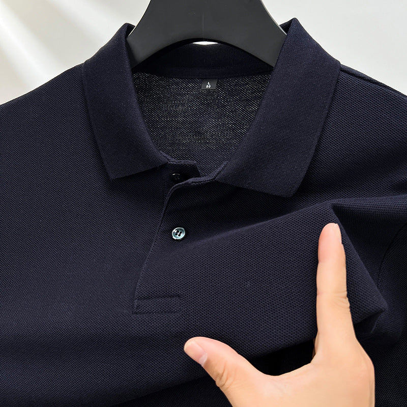 Pure Cotton Men's Short-sleeved Polo Shirt Lapels Business Casual Solid Color T-shirt Lead