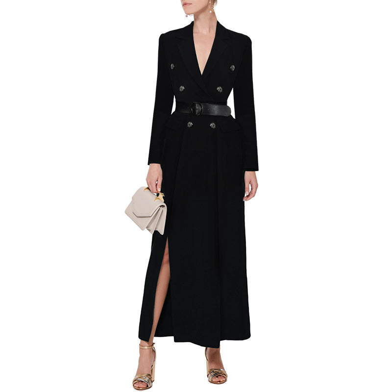 Mid-length Catwalk Trench Coat With Waist And Slit