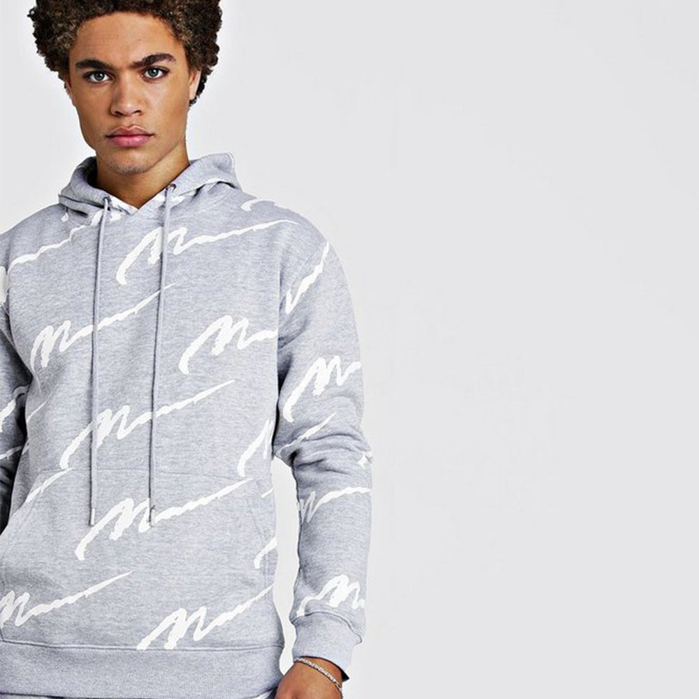 Men's Hooded Printed Casual Suit Sports Suit