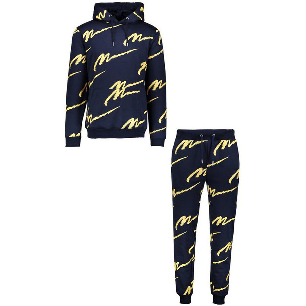 Men's Hooded Printed Casual Suit Sports Suit