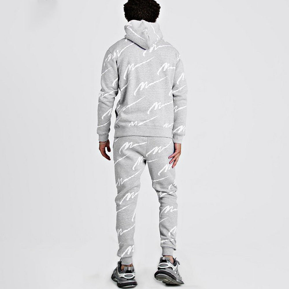 Men's Hooded Printed Casual Suit Sports Suit