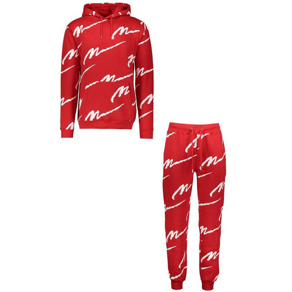 Men's Hooded Printed Casual Suit Sports Suit