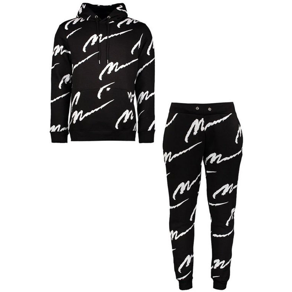 Men's Hooded Printed Casual Suit Sports Suit
