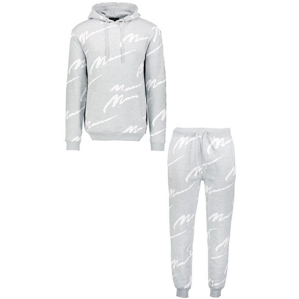 Men's Hooded Printed Casual Suit Sports Suit