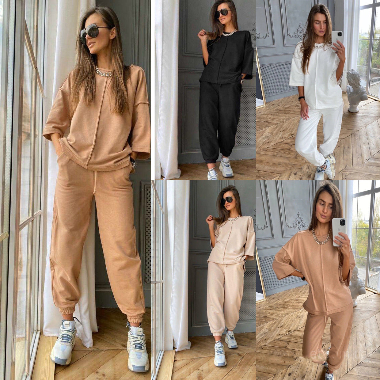 Casual Fashion Comfortable Loose Home Short Sleeved Suit Women