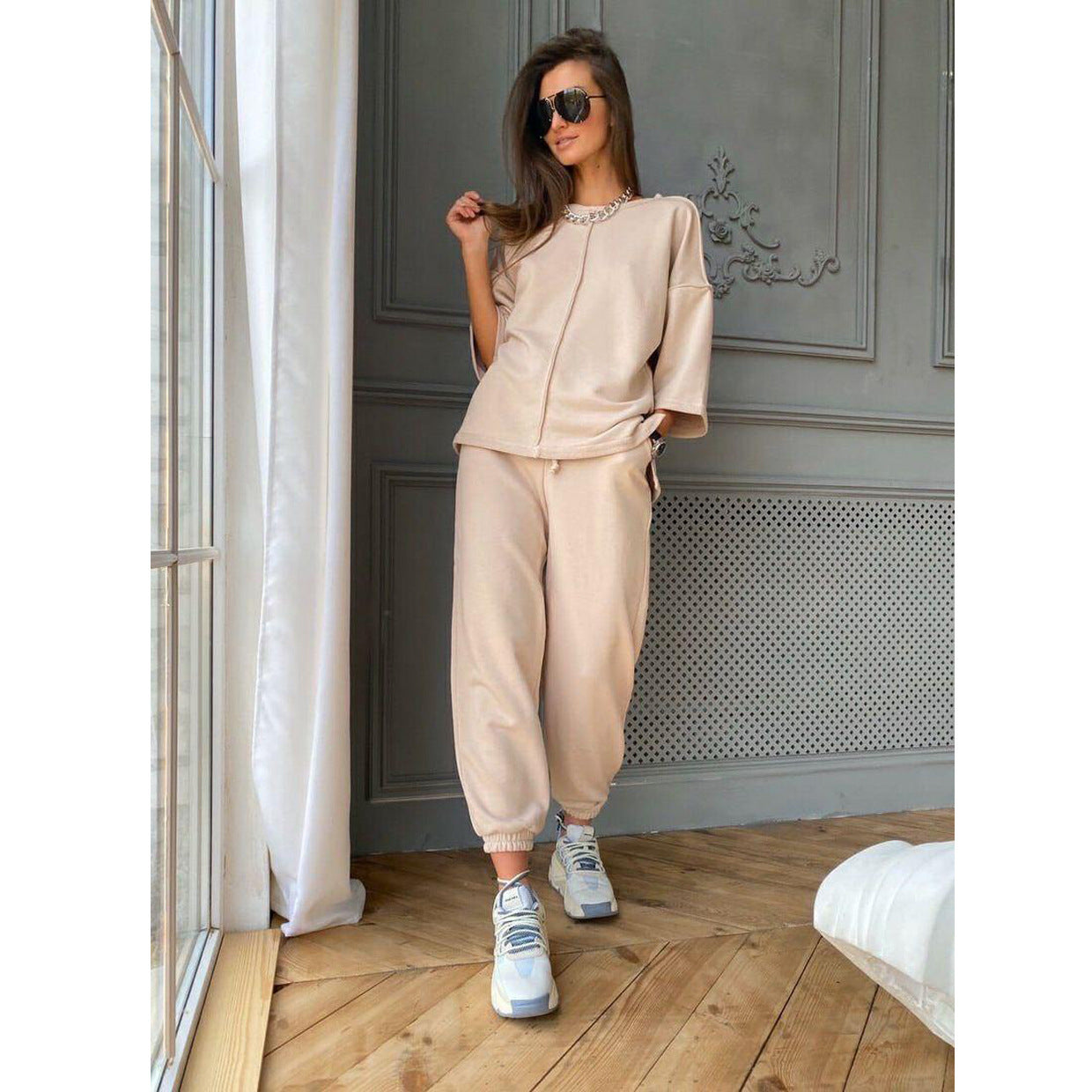 Casual Fashion Comfortable Loose Home Short Sleeved Suit Women