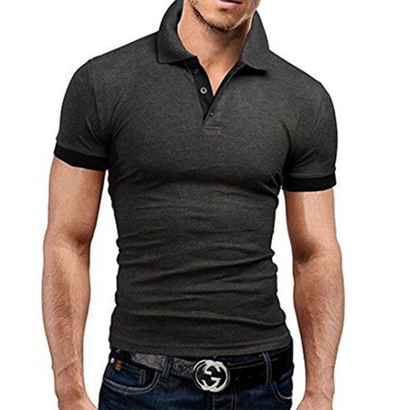 Men's Stand Collar Short Sleeve Polo Shirt Business Casual