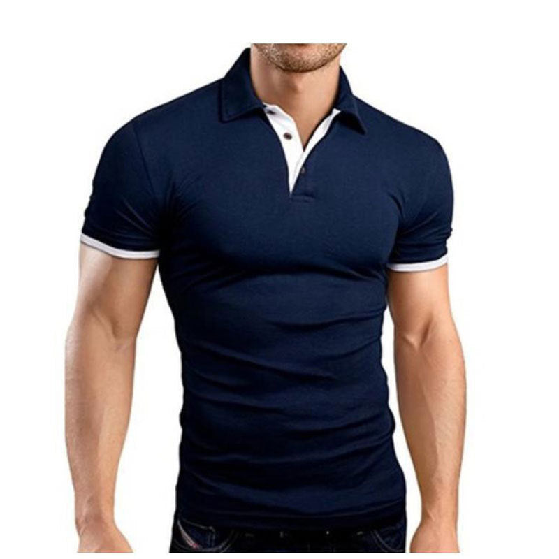 Men's Stand Collar Short Sleeve Polo Shirt Business Casual